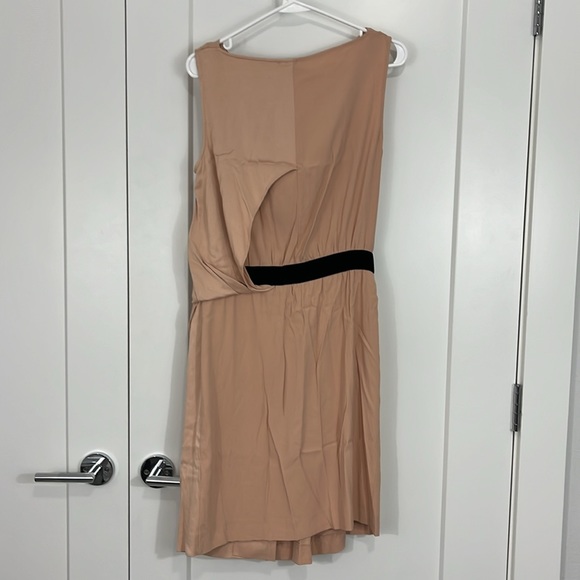 New Max & Co Size 8 Rose Peach, Black Sleeveless Cowl Neck Drape Wrap Dress - Picture 12 of 15